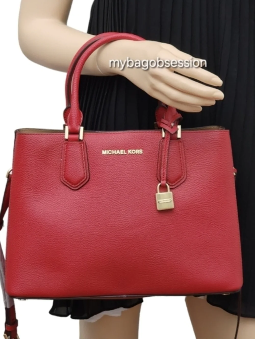 Michael Kors Adele Medium Red Satchel